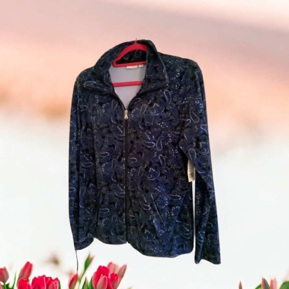 Kim Rogers jacket Valore size small new with tags Paisley navy blue ligh…